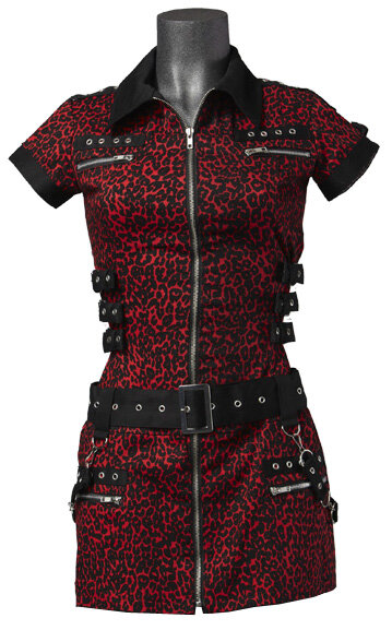 VESTIDO BONDAGE LEOPARDO ROJO